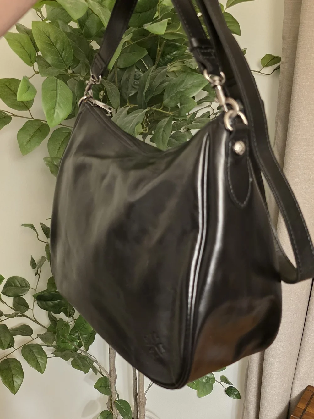 Patricia Nash Vintage Distressed Athani Black Leather Crossbody Bag
